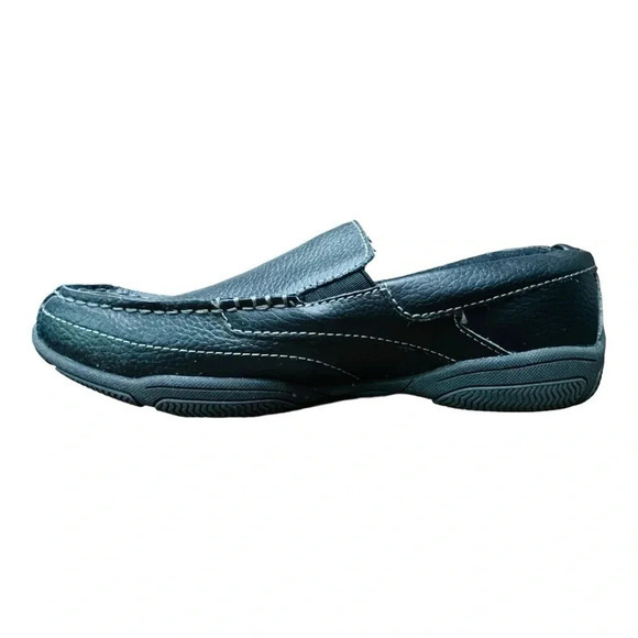 Perry Ellis America Black Leather Loafers‎ Slip On Shoes Men Size 8.5 - Picture 1 of 9
